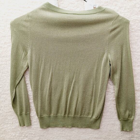 Sweater Pullover 18 20 Sage Metallic Quiet Luxury Soft Girl Minimalist Elevated - Picture 2 of 7